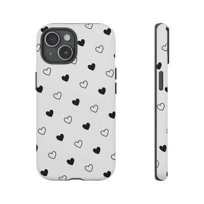 Black Hearts Minimal Tough Phone Case