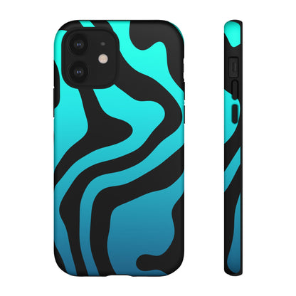 Black Aqua Wave Tough Phone Case