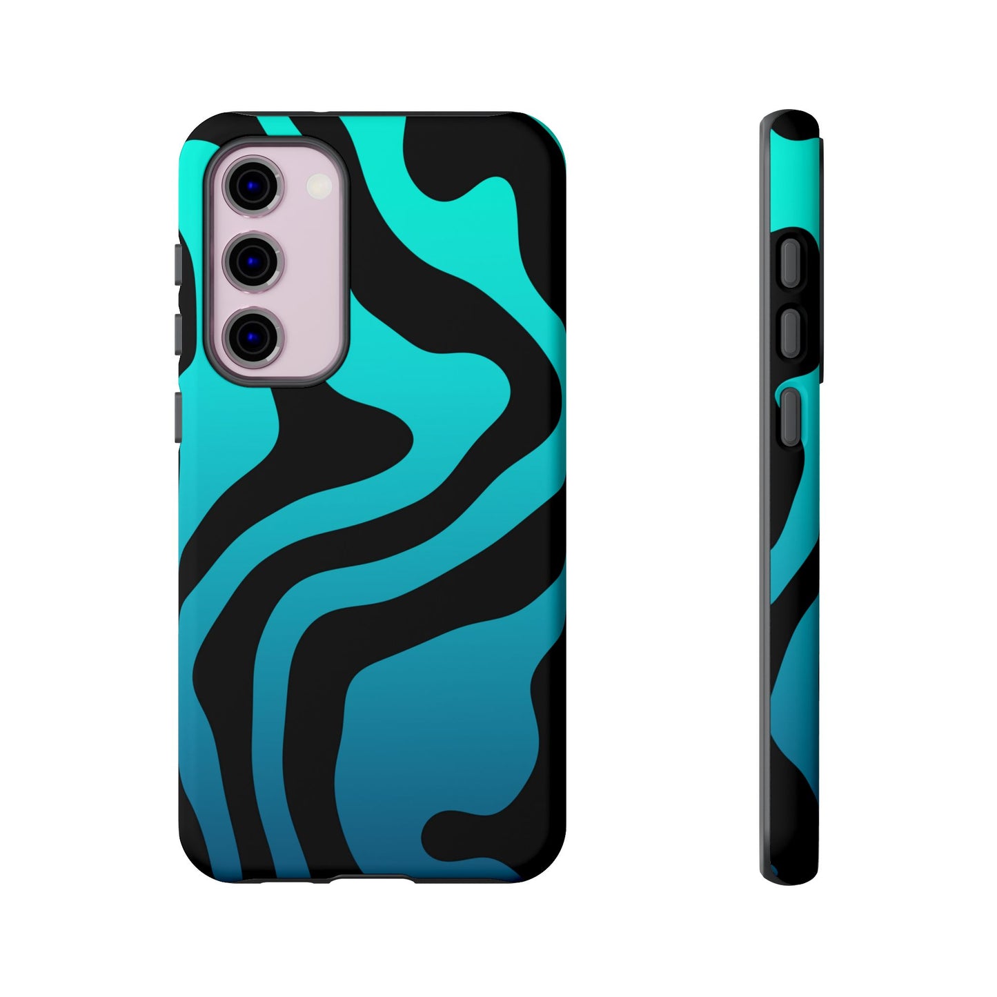 Black Aqua Wave Tough Phone Case
