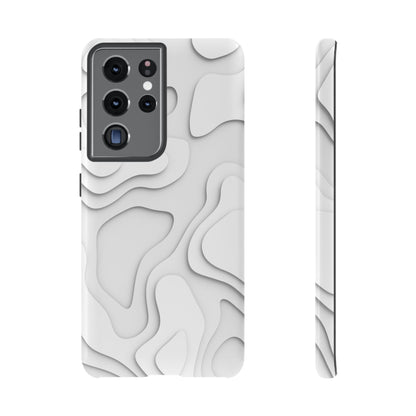 White 3D Topographic Wave Tough Phone Case