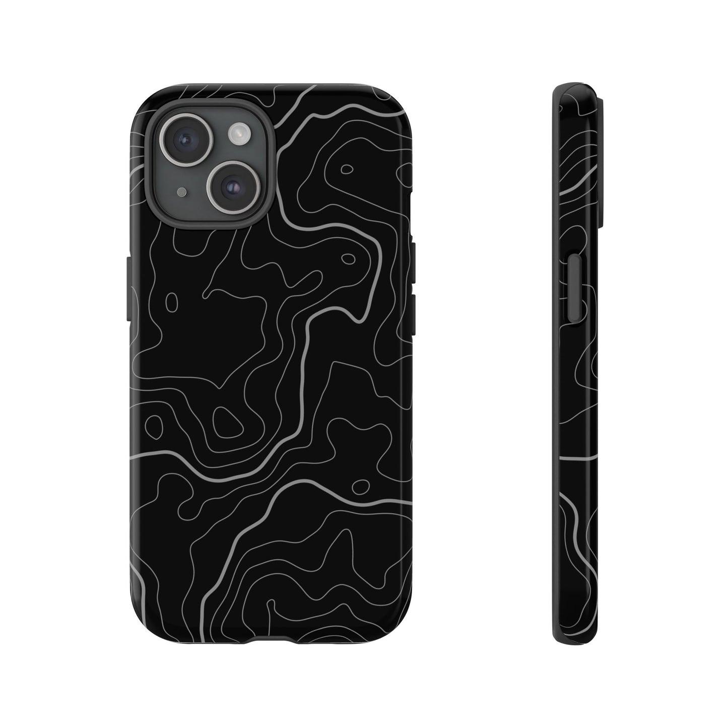 Black Topographic Tough Phone Case