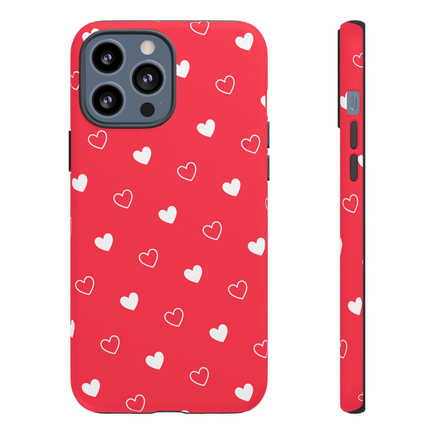 Cherry Red Heart Pattern Tough Phone Case