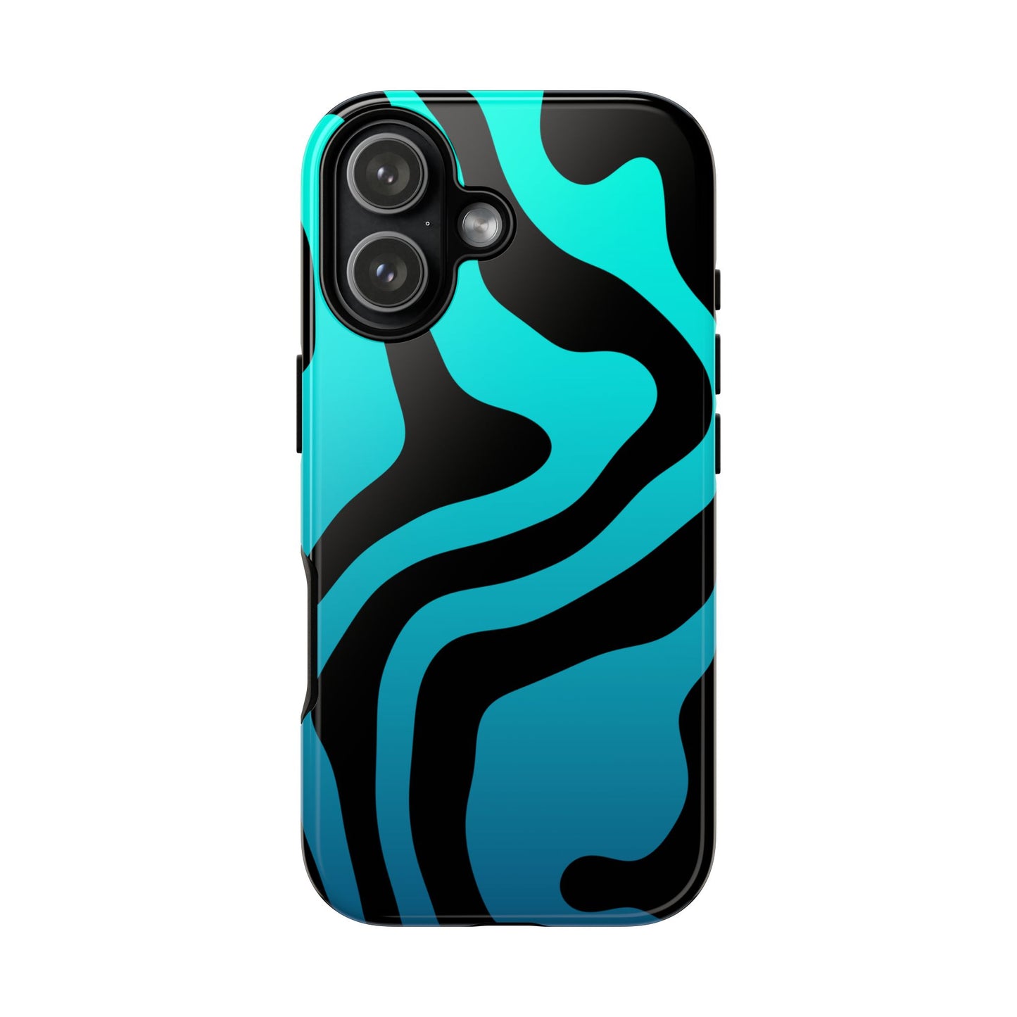 Black Aqua Wave Tough Phone Case