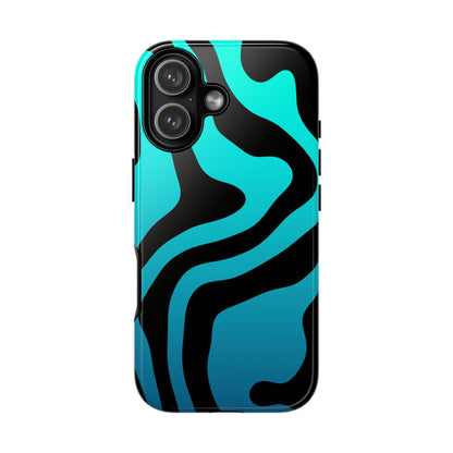 Black Aqua Wave Tough Phone Case