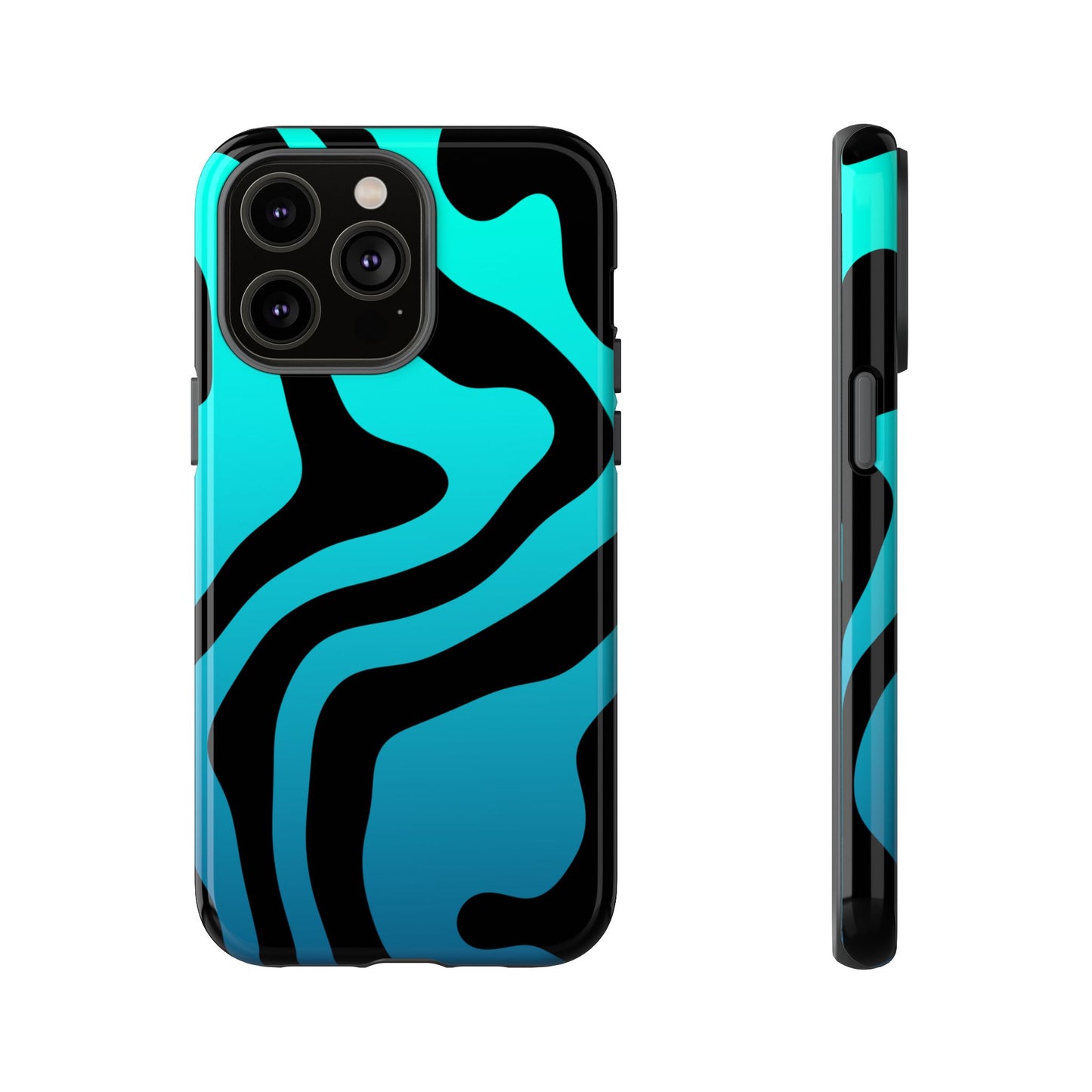Black Aqua Wave Tough Phone Case