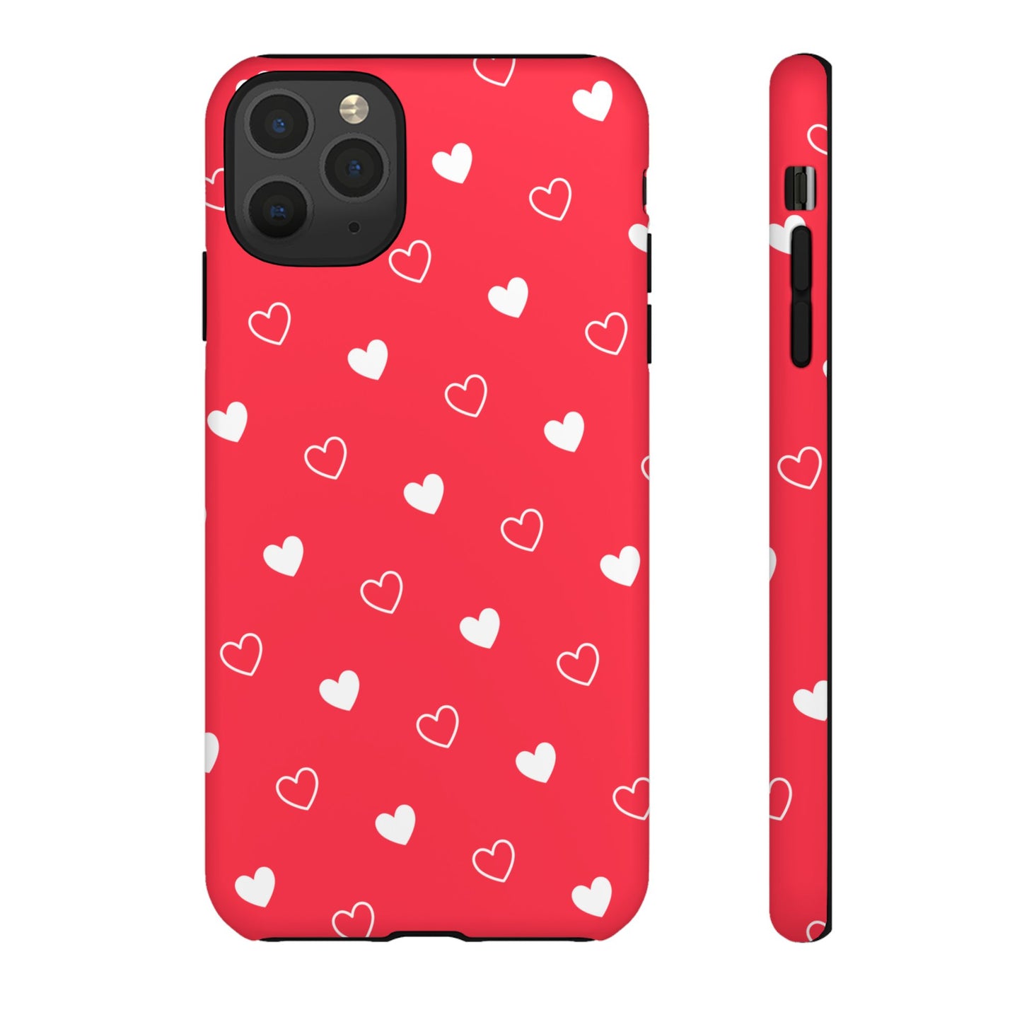 Cherry Red Heart Pattern Tough Phone Case