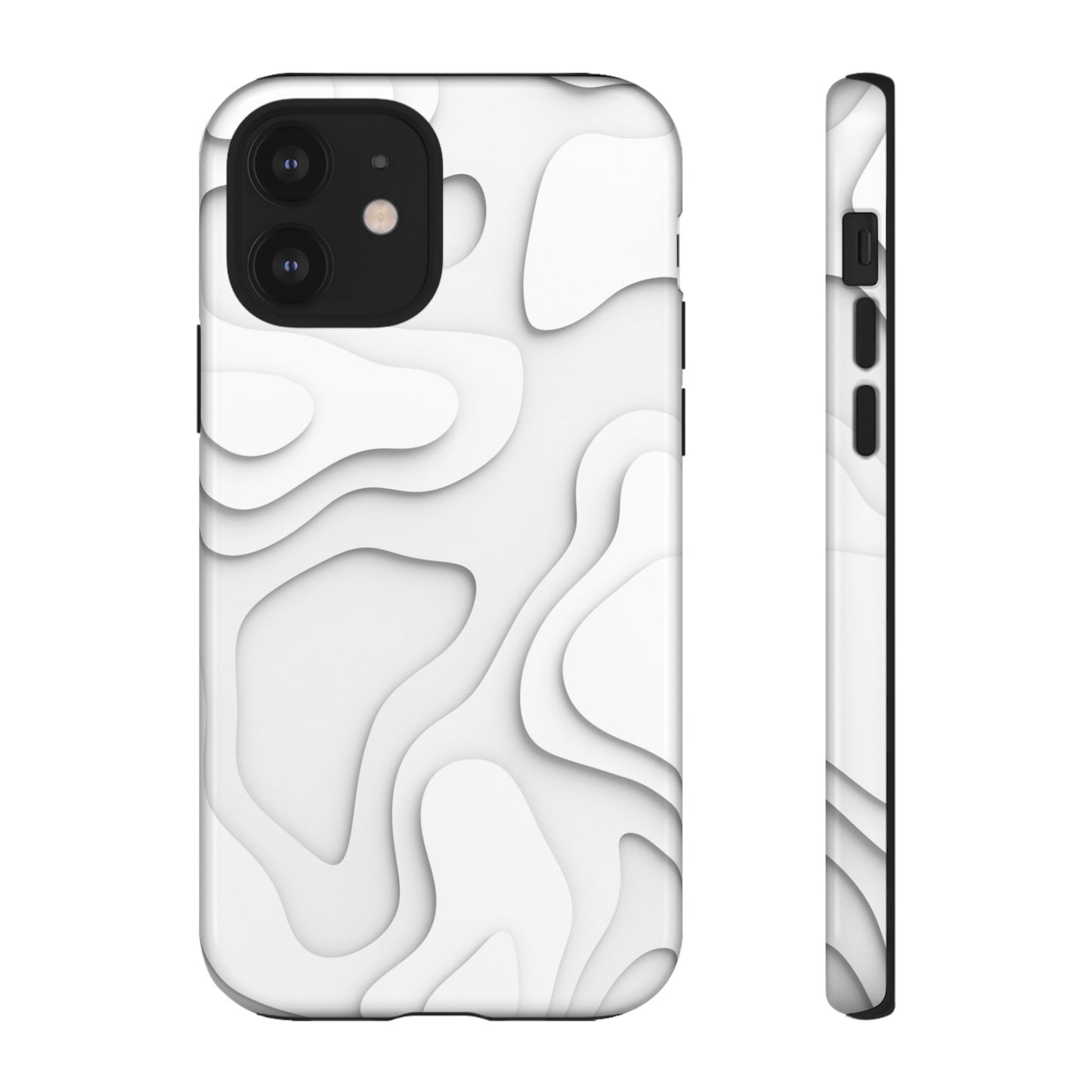White 3D Topographic Wave Tough Phone Case