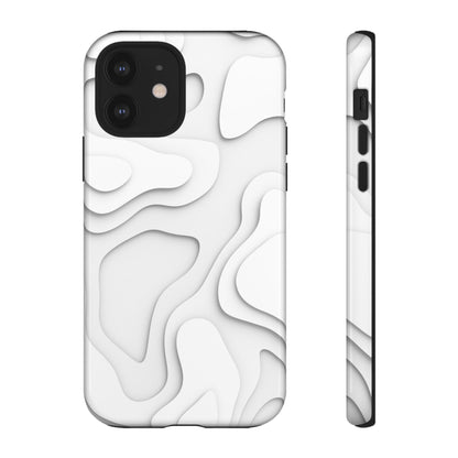 White 3D Topographic Wave Tough Phone Case