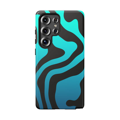 Black Aqua Wave Tough Phone Case