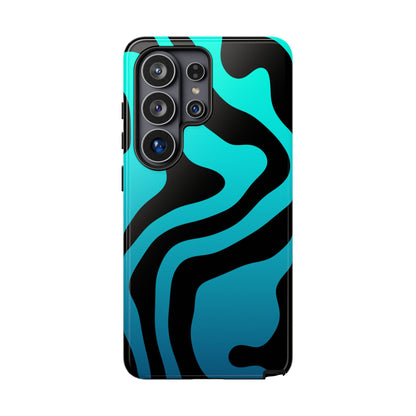 Black Aqua Wave Tough Phone Case
