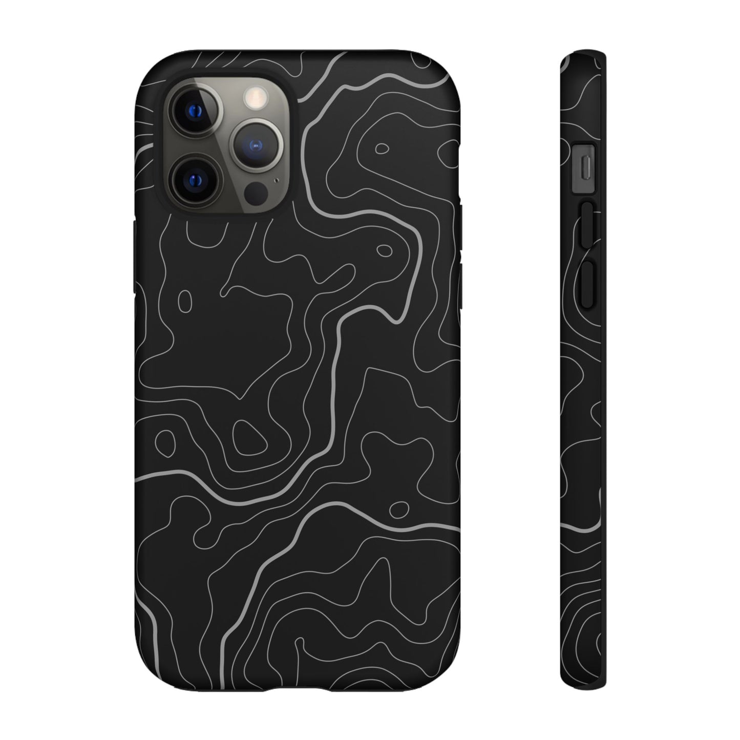 Black Topographic Tough Phone Case