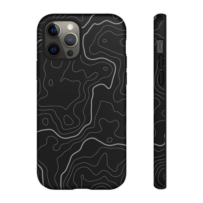 Black Topographic Tough Phone Case