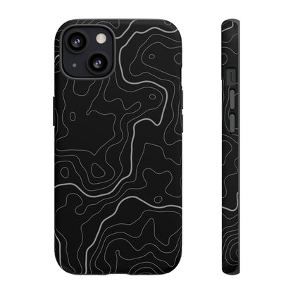 Black Topographic Tough Phone Case