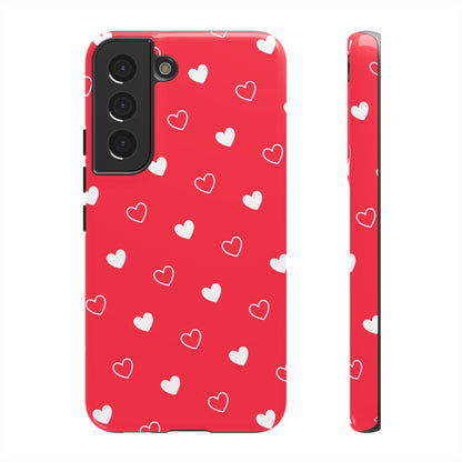 Cherry Red Heart Pattern Tough Phone Case