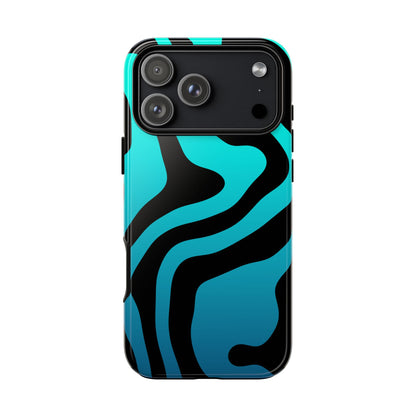Black Aqua Wave Tough Phone Case