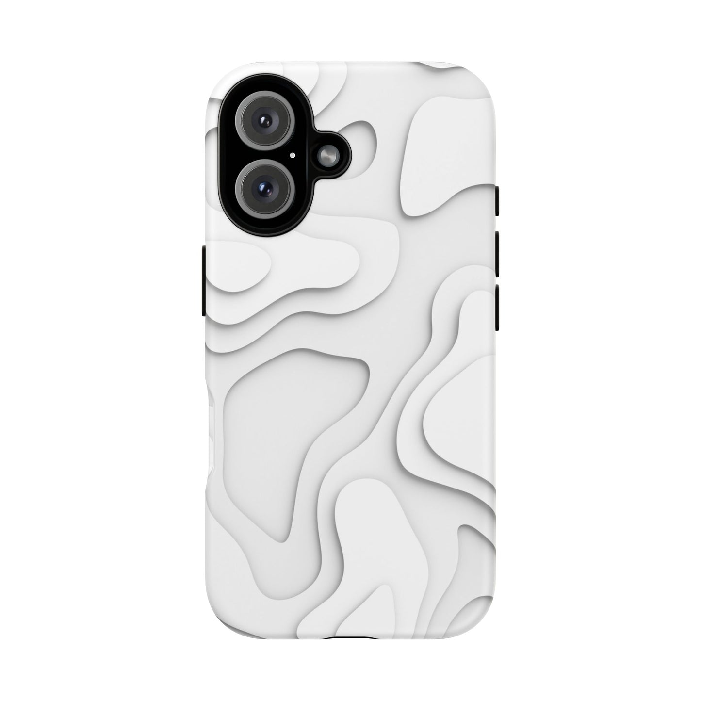 White 3D Topographic Wave Tough Phone Case