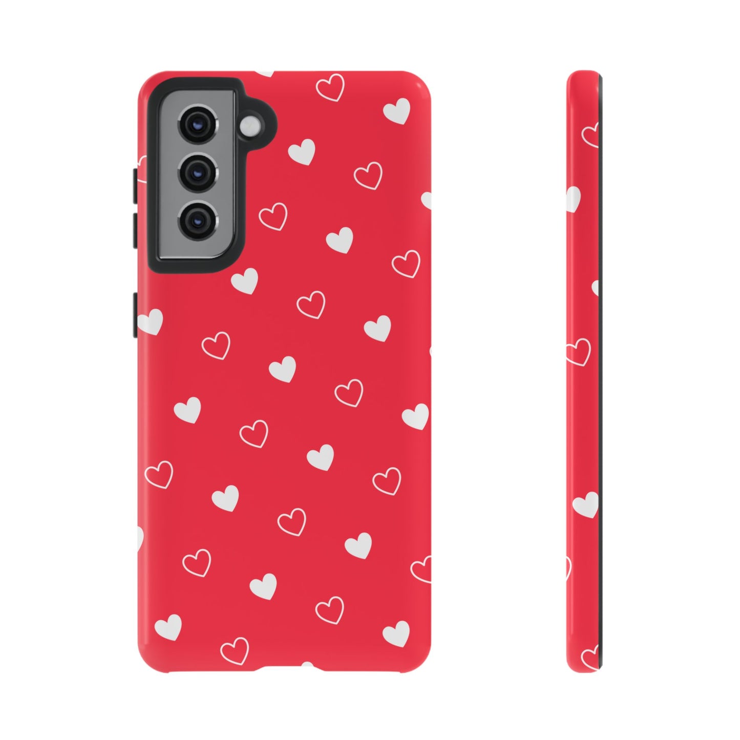 Cherry Red Heart Pattern Tough Phone Case