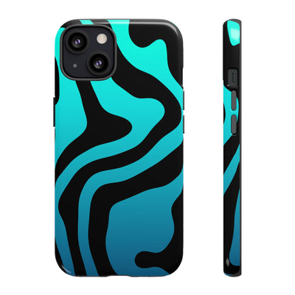 Black Aqua Wave Tough Phone Case