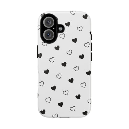 Black Hearts Minimal Tough Phone Case