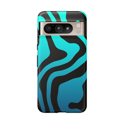 Black Aqua Wave Tough Phone Case