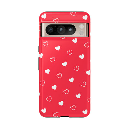 Cherry Red Heart Pattern Tough Phone Case