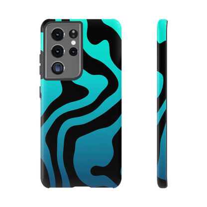 Black Aqua Wave Tough Phone Case