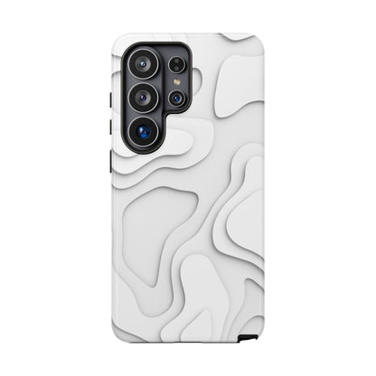 White 3D Topographic Wave Tough Phone Case