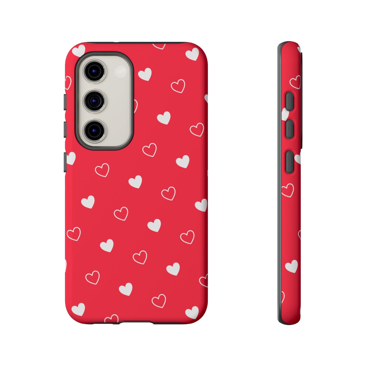 Cherry Red Heart Pattern Tough Phone Case