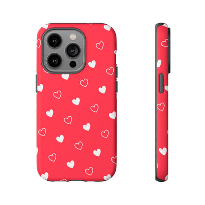 Cherry Red Heart Pattern Tough Phone Case