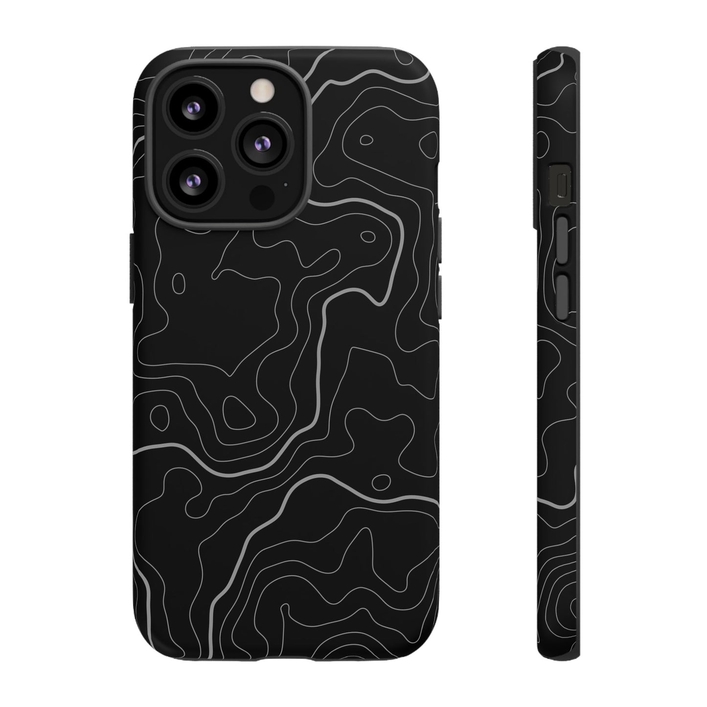 Black Topographic Tough Phone Case