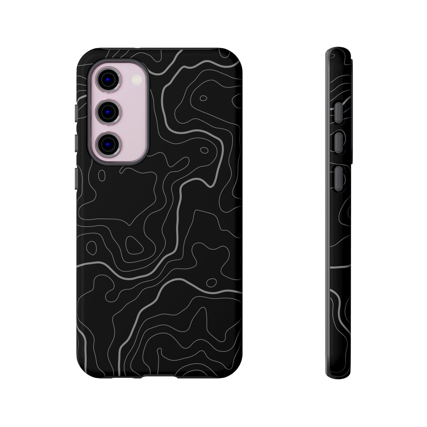 Black Topographic Tough Phone Case