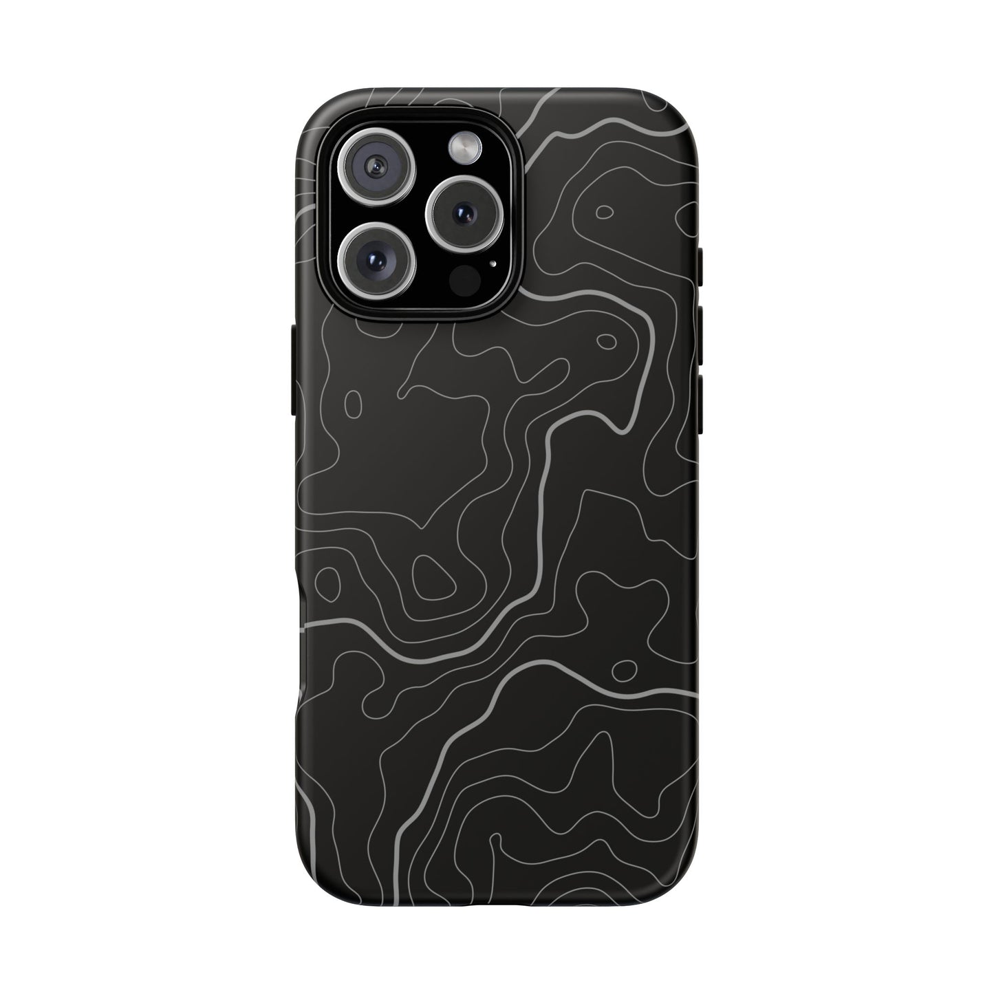 Black Topographic Tough Phone Case