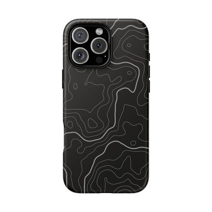 Black Topographic Tough Phone Case
