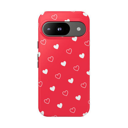 Cherry Red Heart Pattern Tough Phone Case