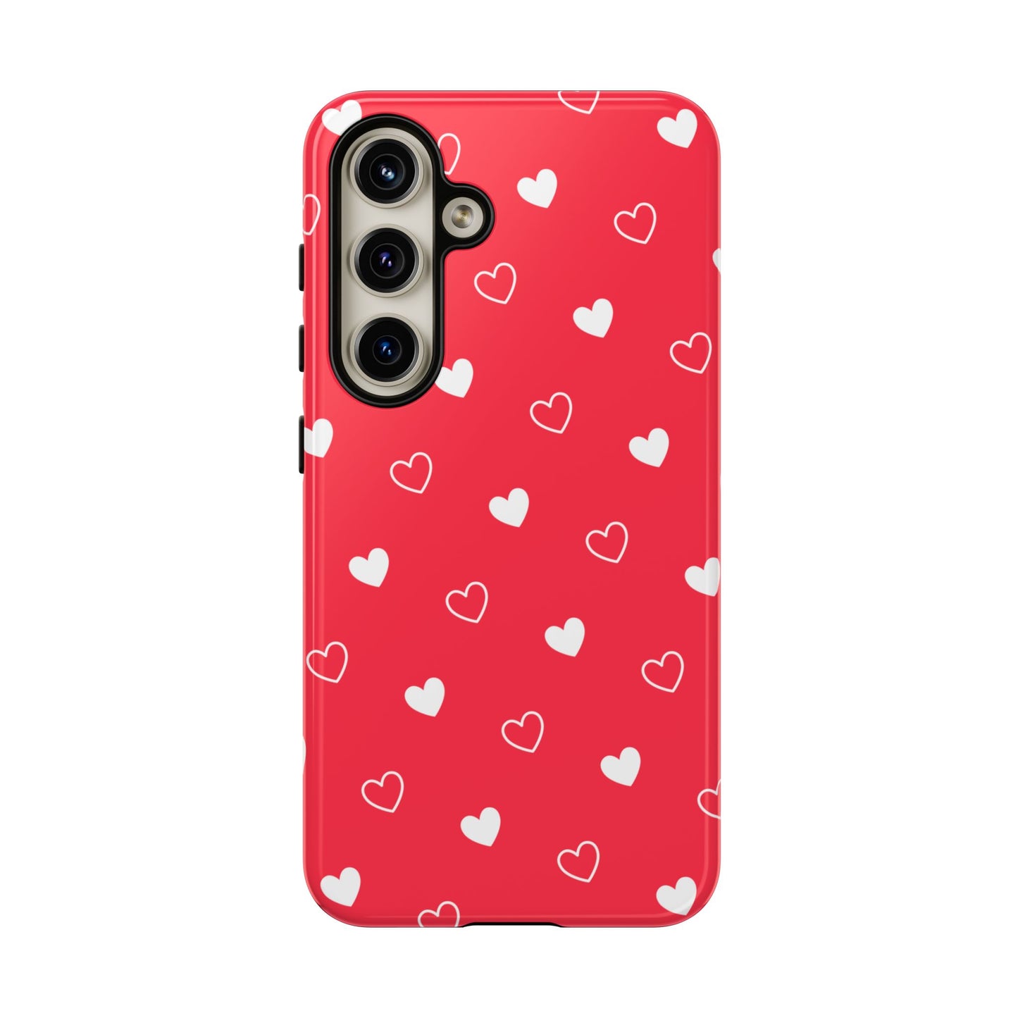 Cherry Red Heart Pattern Tough Phone Case