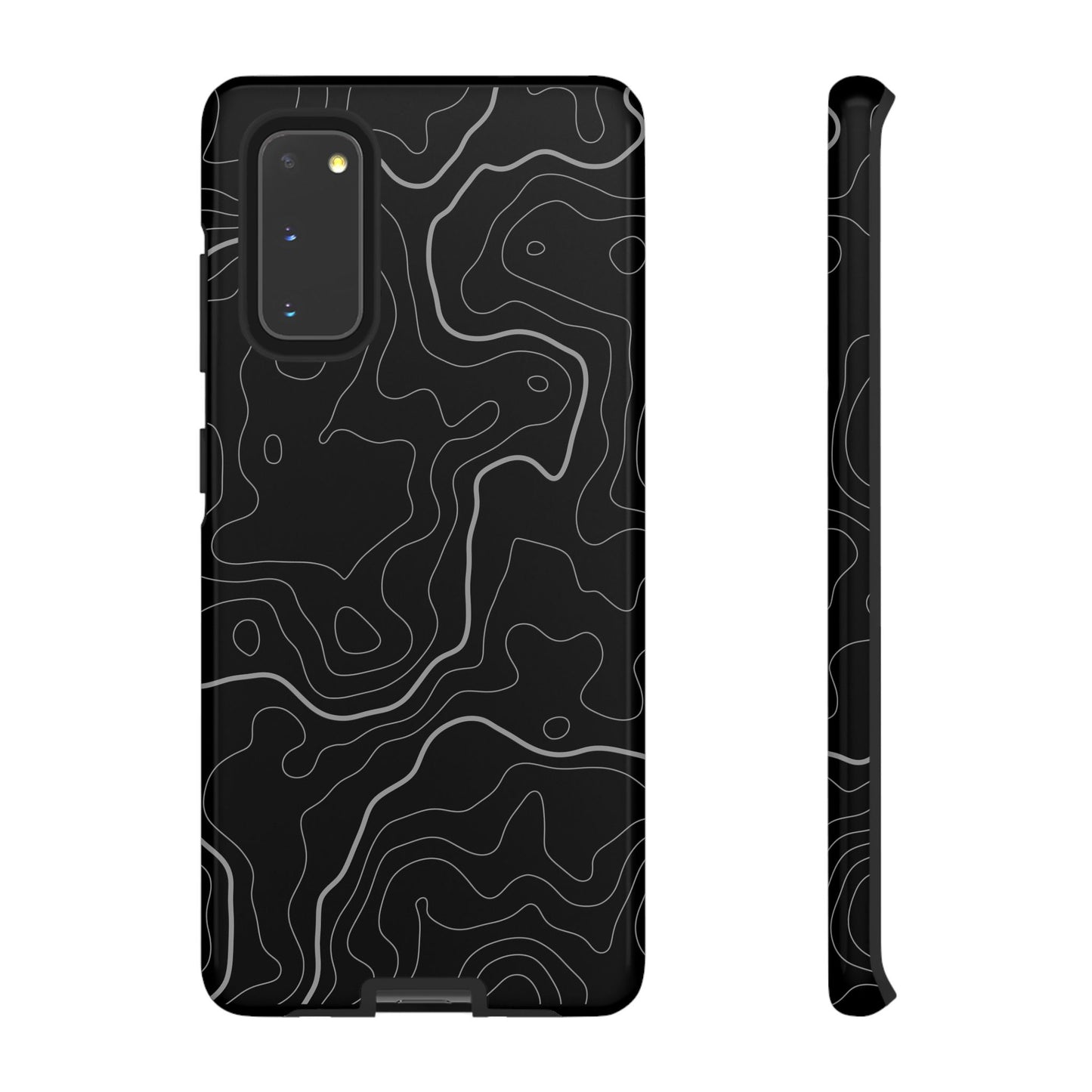 Black Topographic Tough Phone Case