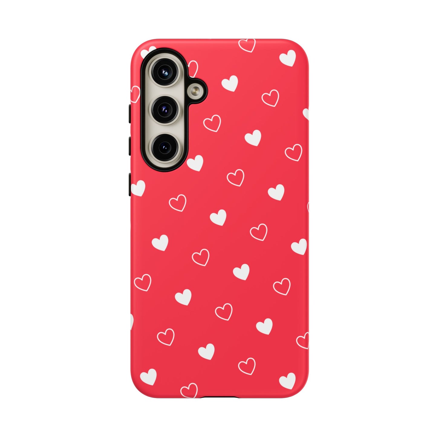 Cherry Red Heart Pattern Tough Phone Case