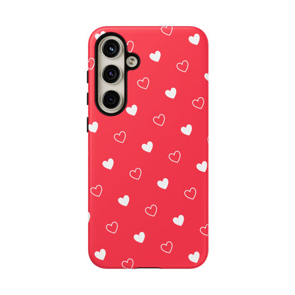 Cherry Red Heart Pattern Tough Phone Case