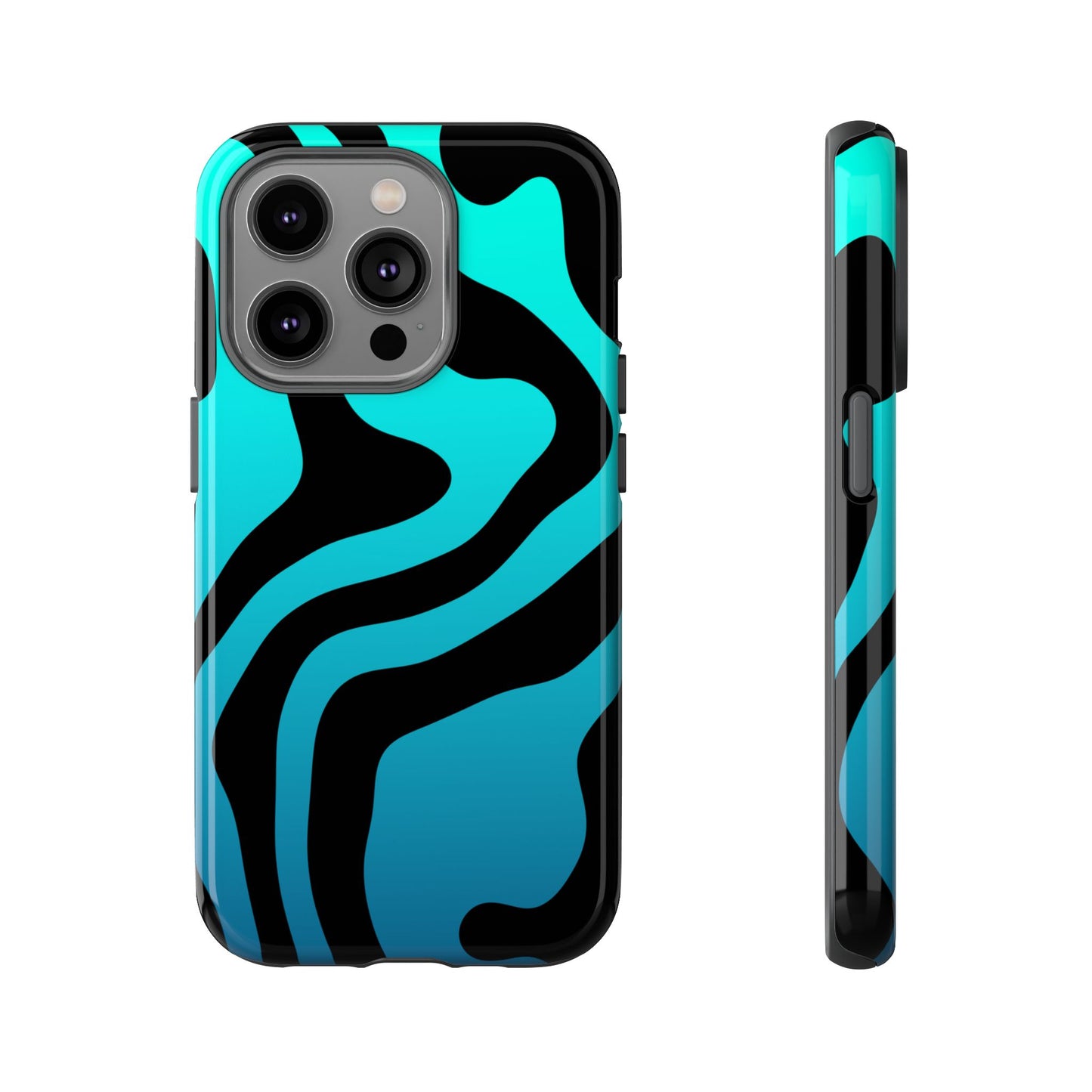 Black Aqua Wave Tough Phone Case
