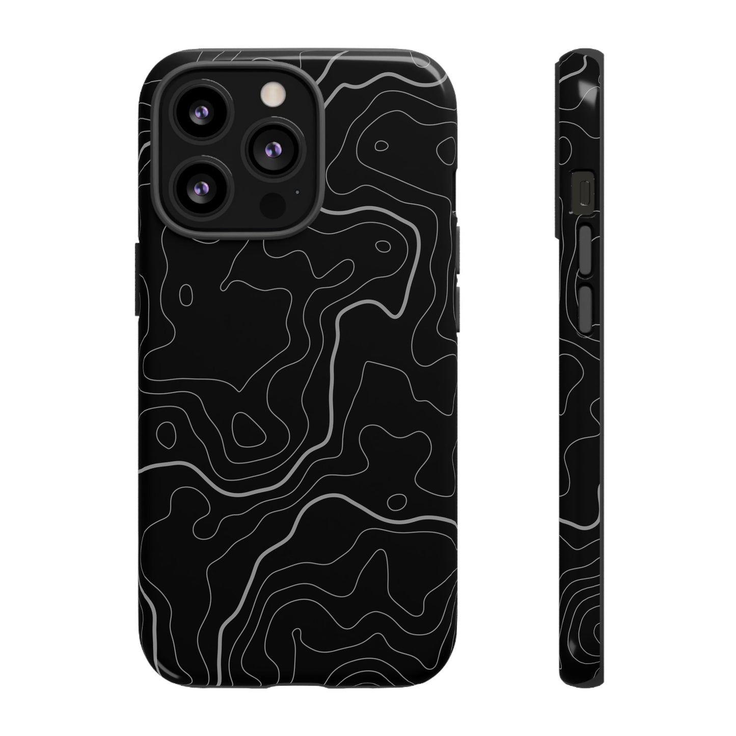 Black Topographic Tough Phone Case