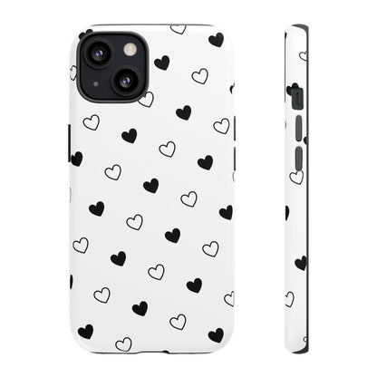 Black Hearts Minimal Tough Phone Case