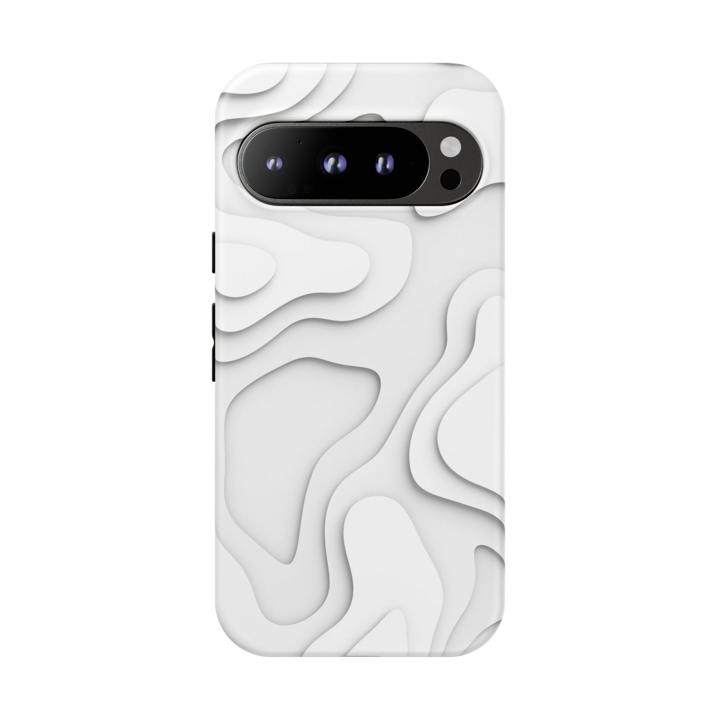 White 3D Topographic Wave Tough Phone Case