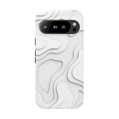 White 3D Topographic Wave Tough Phone Case
