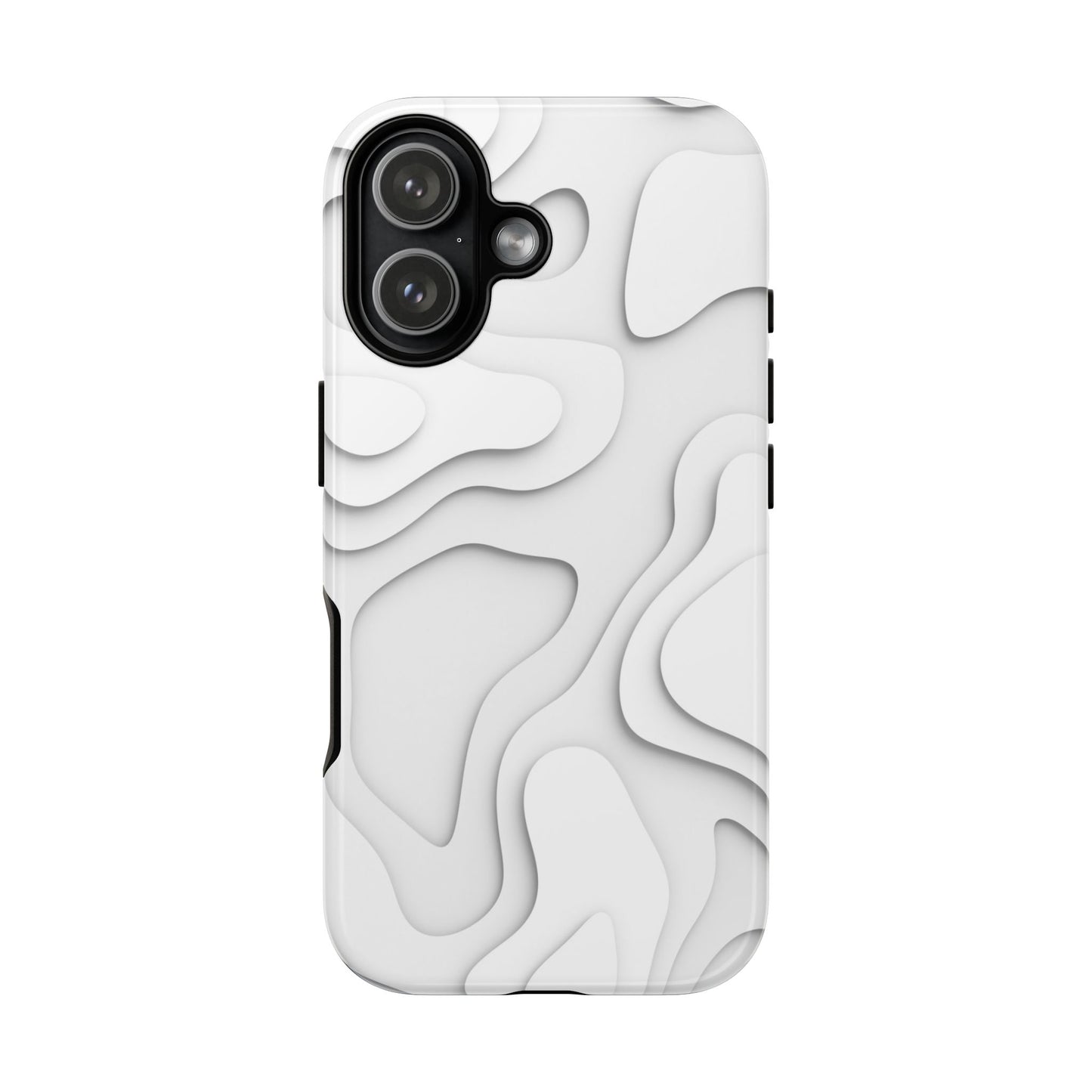 White 3D Topographic Wave Tough Phone Case