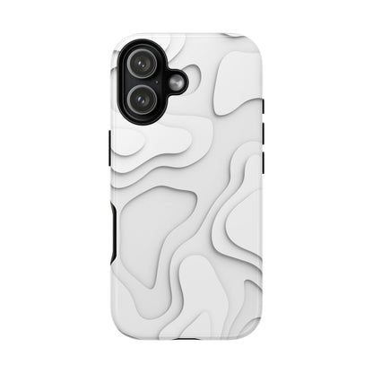 White 3D Topographic Wave Tough Phone Case
