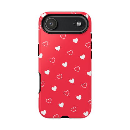Cherry Red Heart Pattern Tough Phone Case