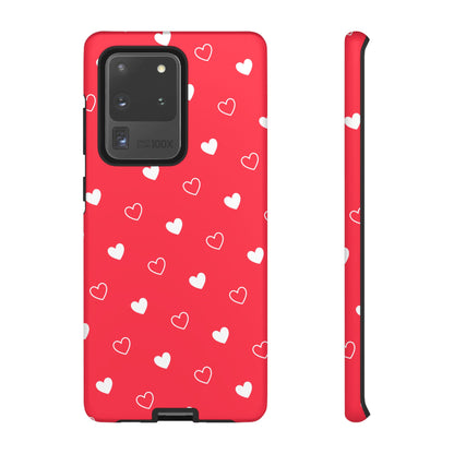 Cherry Red Heart Pattern Tough Phone Case