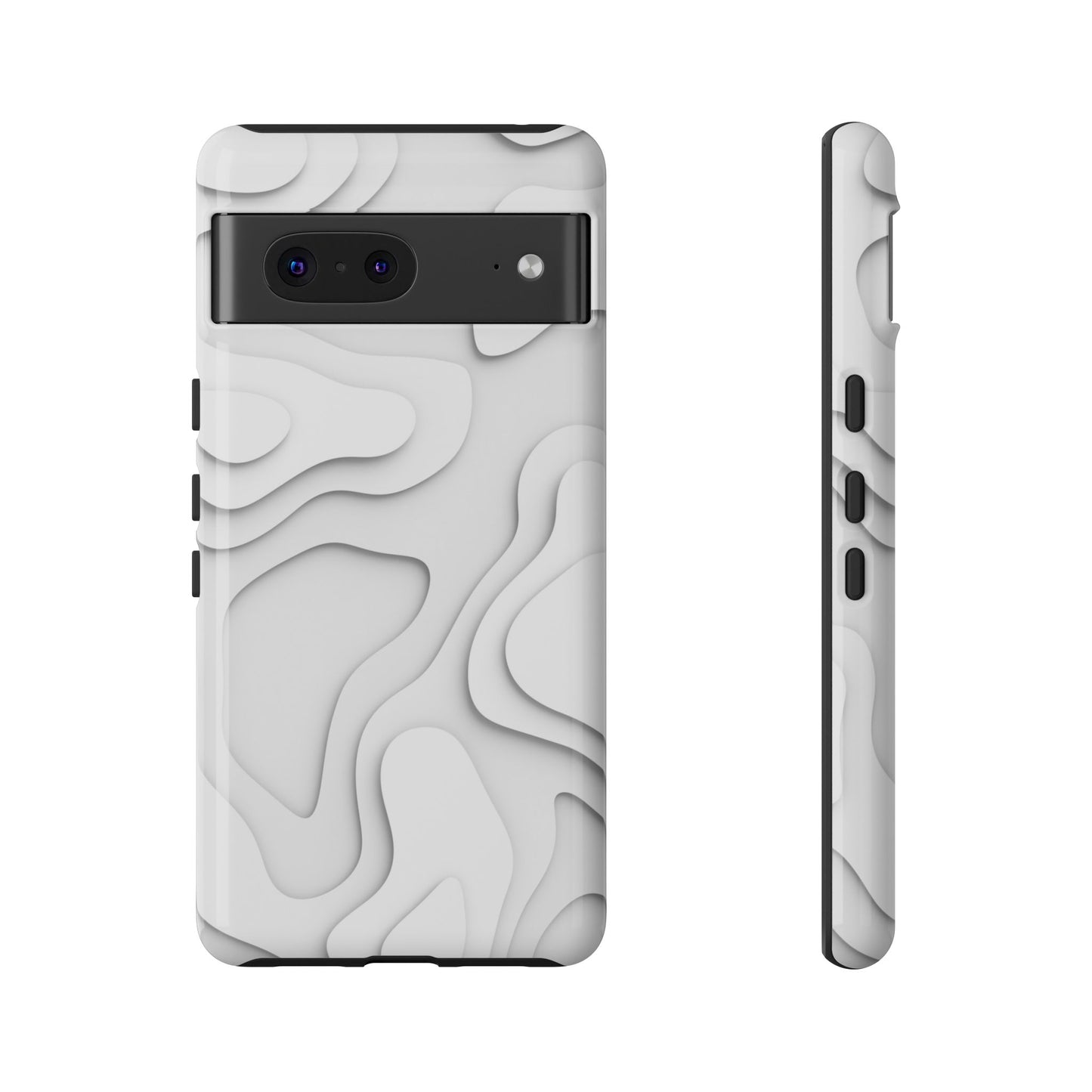 White 3D Topographic Wave Tough Phone Case