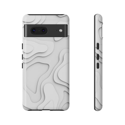 White 3D Topographic Wave Tough Phone Case