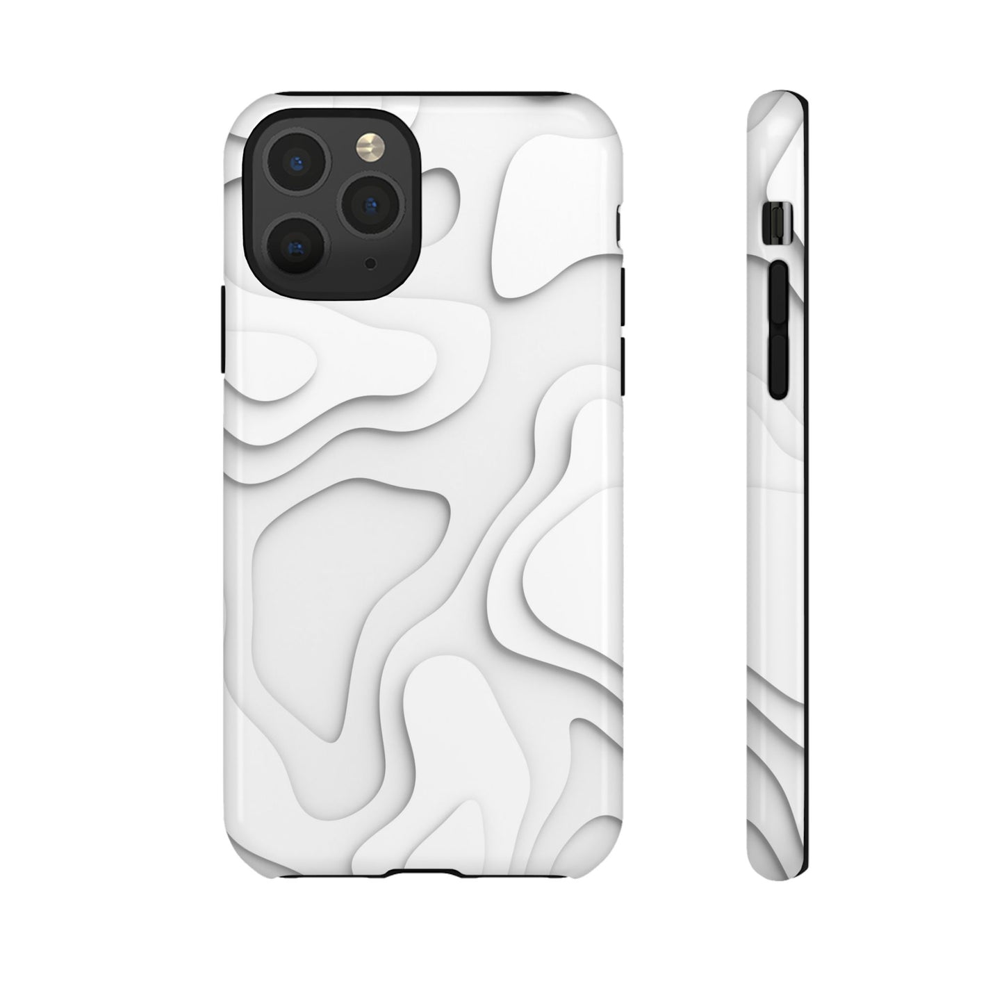 White 3D Topographic Wave Tough Phone Case